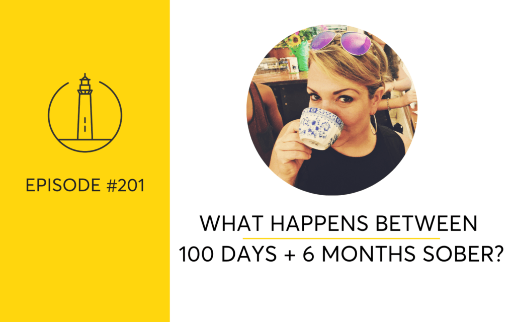 Photo of Cover image for podcast episode 201 featuring a woman sipping from a cup. | Wander Sober