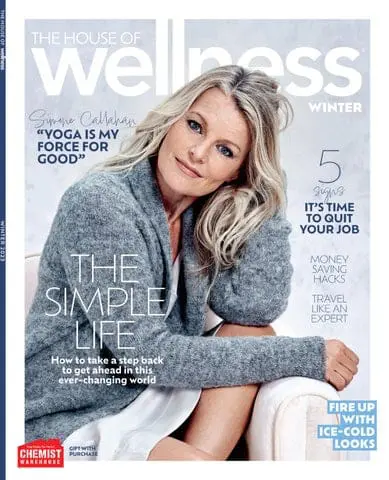 Photo of Winter edition cover of The House of Wellness magazine featuring a woman with blonde hair and a gray sweater. | Wander Sober