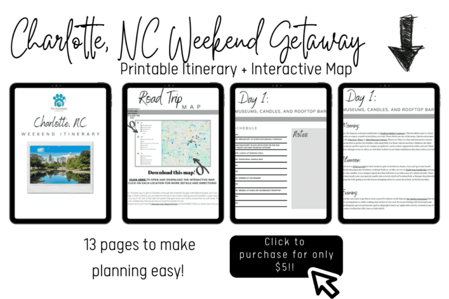 Photo of Printable itinerary and interactive map for a weekend getaway in Charlotte, NC. | Wander Sober